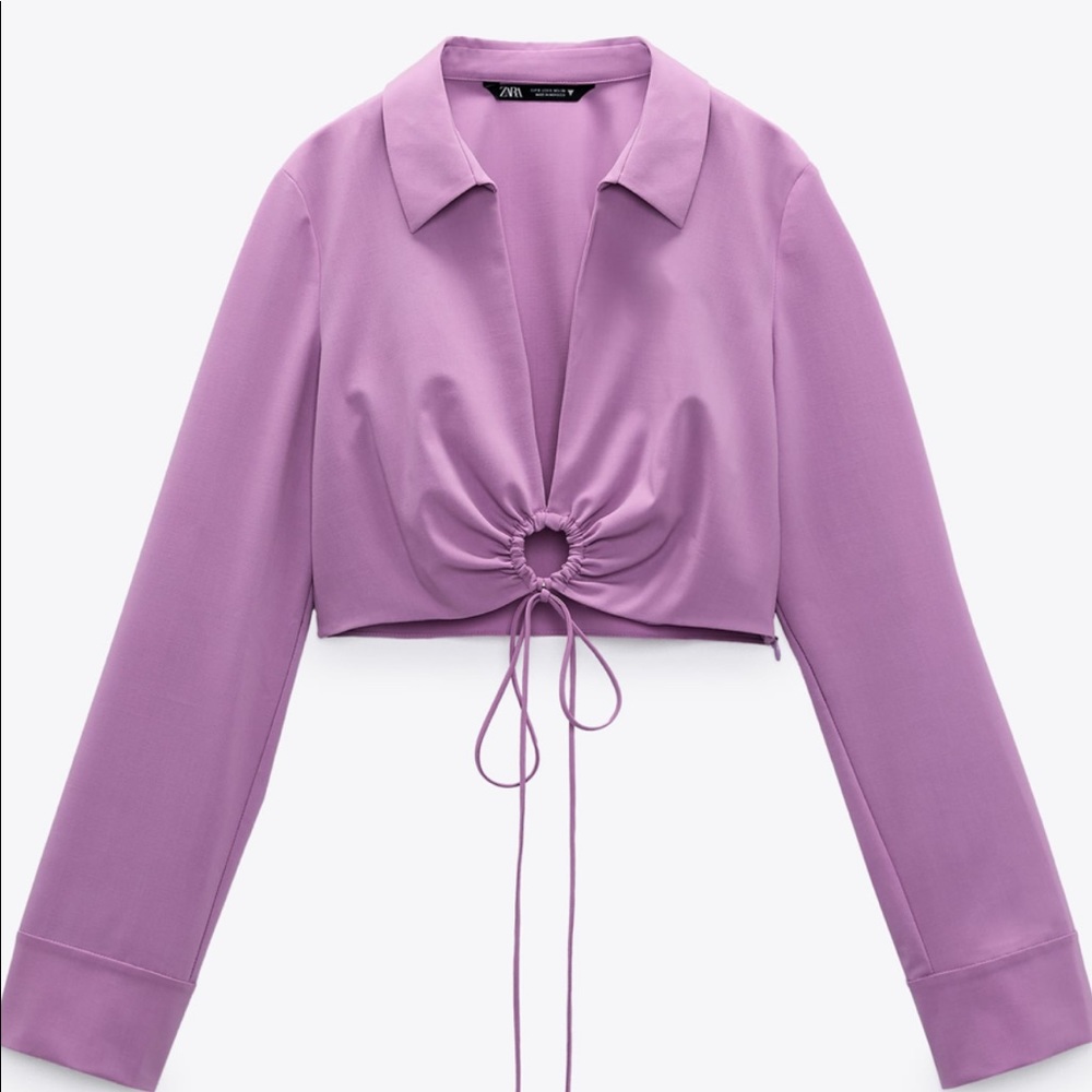 Zara Ring Detail Cropped Shirt ***NEW W/ TAGS